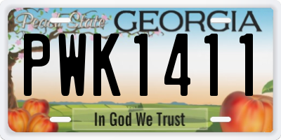 GA license plate PWK1411