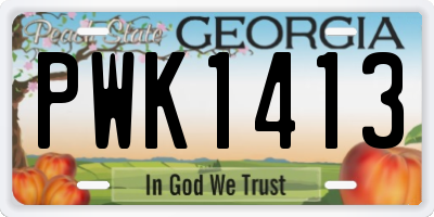 GA license plate PWK1413