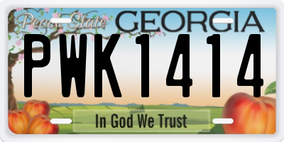 GA license plate PWK1414