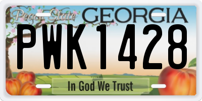 GA license plate PWK1428