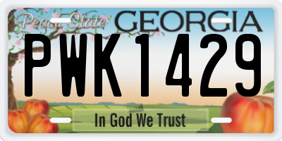 GA license plate PWK1429