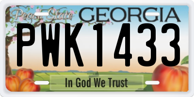 GA license plate PWK1433