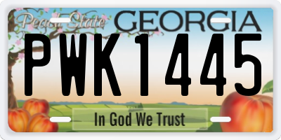 GA license plate PWK1445