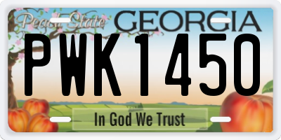 GA license plate PWK1450