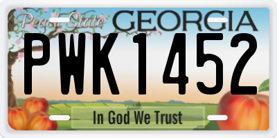 GA license plate PWK1452