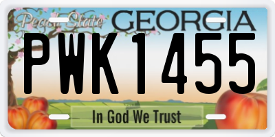 GA license plate PWK1455