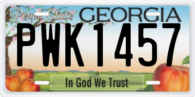 GA license plate PWK1457