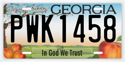 GA license plate PWK1458