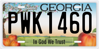GA license plate PWK1460