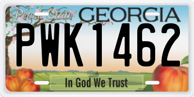 GA license plate PWK1462