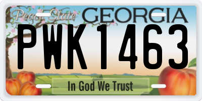 GA license plate PWK1463