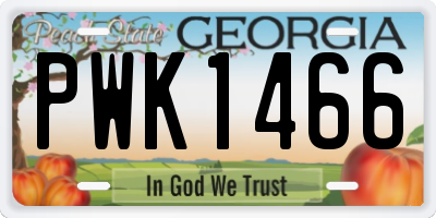 GA license plate PWK1466