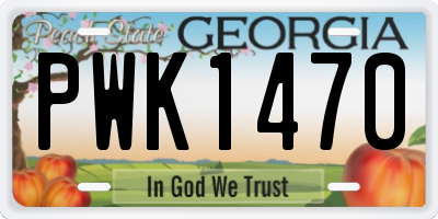 GA license plate PWK1470
