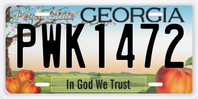 GA license plate PWK1472