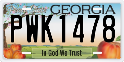 GA license plate PWK1478