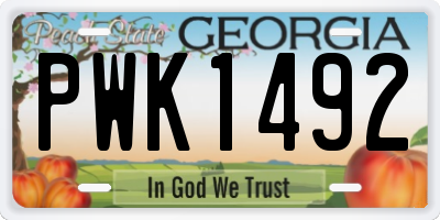 GA license plate PWK1492