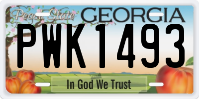 GA license plate PWK1493