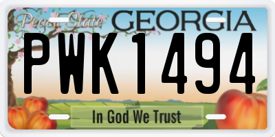 GA license plate PWK1494