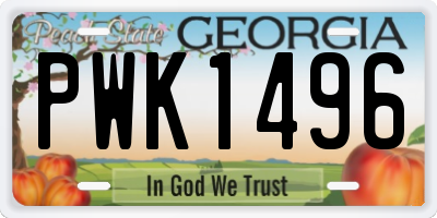 GA license plate PWK1496