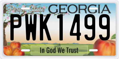 GA license plate PWK1499