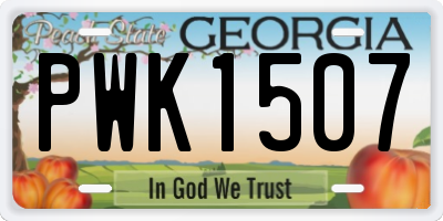 GA license plate PWK1507