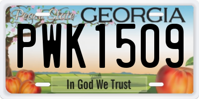 GA license plate PWK1509