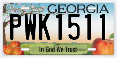 GA license plate PWK1511