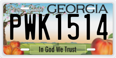 GA license plate PWK1514