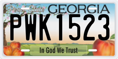 GA license plate PWK1523