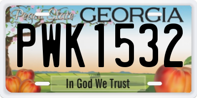 GA license plate PWK1532