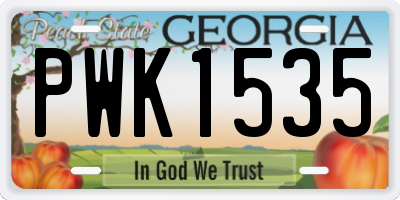 GA license plate PWK1535