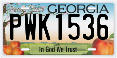 GA license plate PWK1536