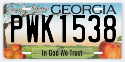 GA license plate PWK1538