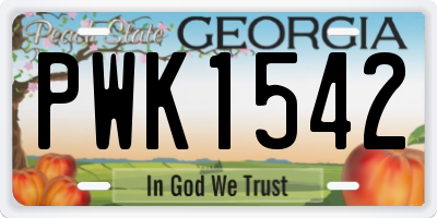 GA license plate PWK1542