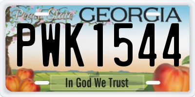 GA license plate PWK1544