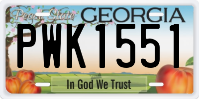 GA license plate PWK1551