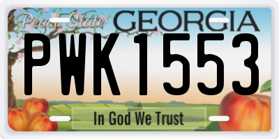 GA license plate PWK1553