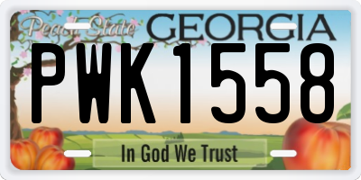 GA license plate PWK1558