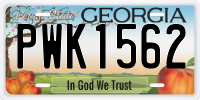 GA license plate PWK1562