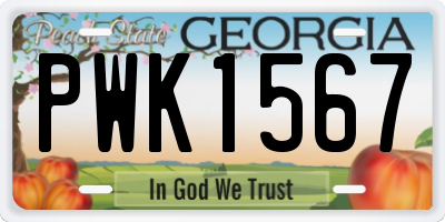 GA license plate PWK1567