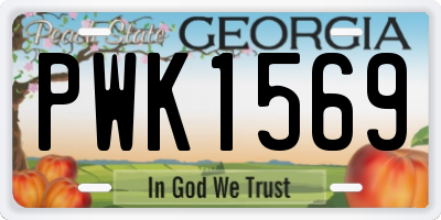 GA license plate PWK1569