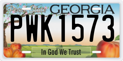 GA license plate PWK1573