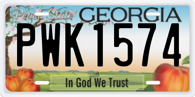 GA license plate PWK1574
