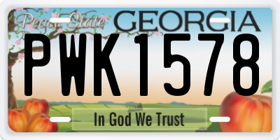 GA license plate PWK1578