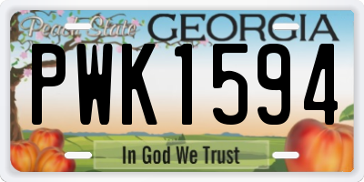 GA license plate PWK1594