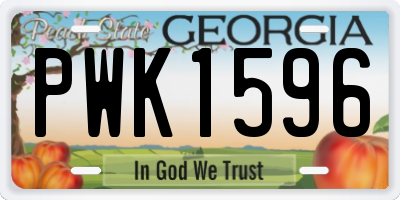 GA license plate PWK1596