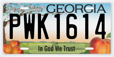 GA license plate PWK1614