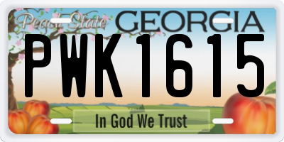 GA license plate PWK1615