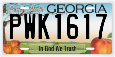 GA license plate PWK1617