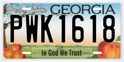 GA license plate PWK1618